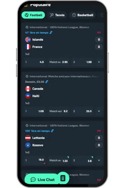 Résultats en direct des matchs de football